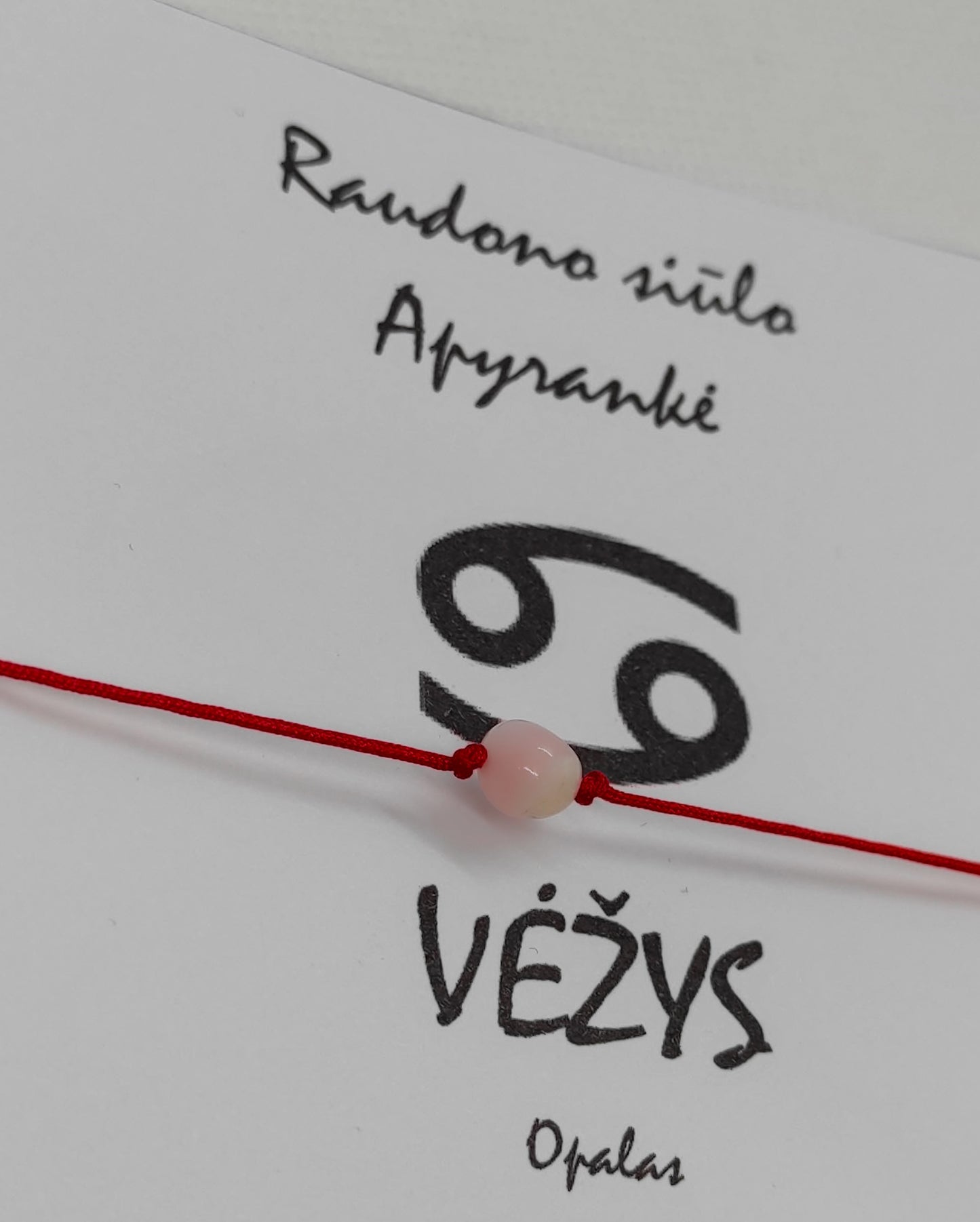 Raudono siūlo apyrankė pagal zodiaką "Vėžys"